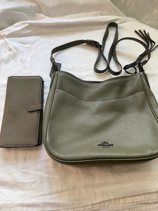 Coach Handbags - Coach Pebbled Leather Crossbody Bag in Olive Green with matching wallet